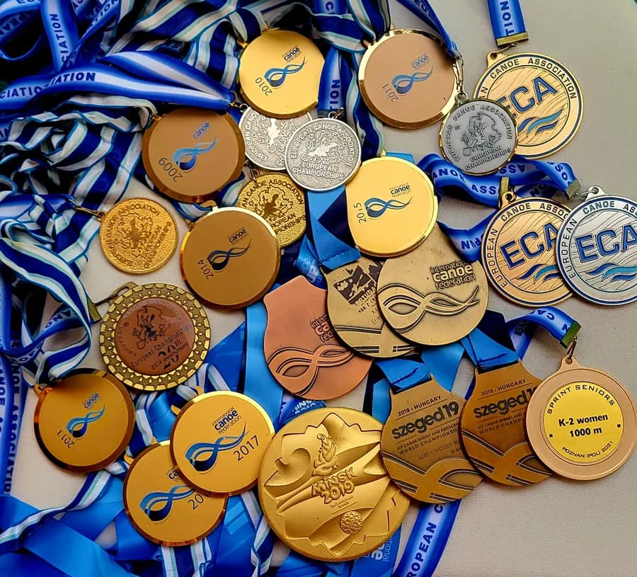 Collection of Erika Medveczky's championship medals